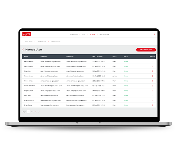 Manage users on CSL Live